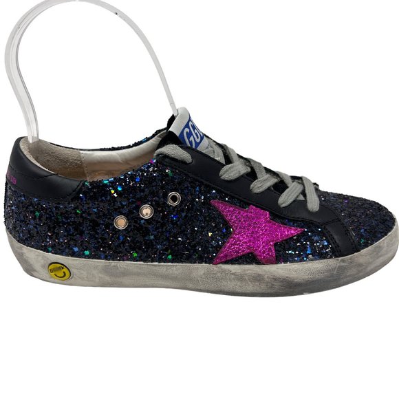 NWOB Golden Goose Superstar Kids Sneakers Galaxy Glitter Fuchsia Star Size 35 - Picture 7 of 17